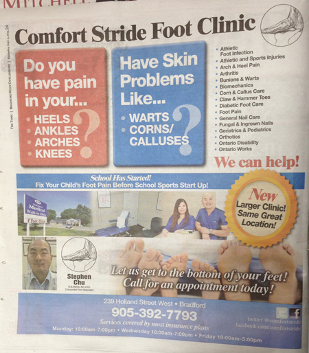 Toronto Foot Clinic Advertising In Local Newspaper